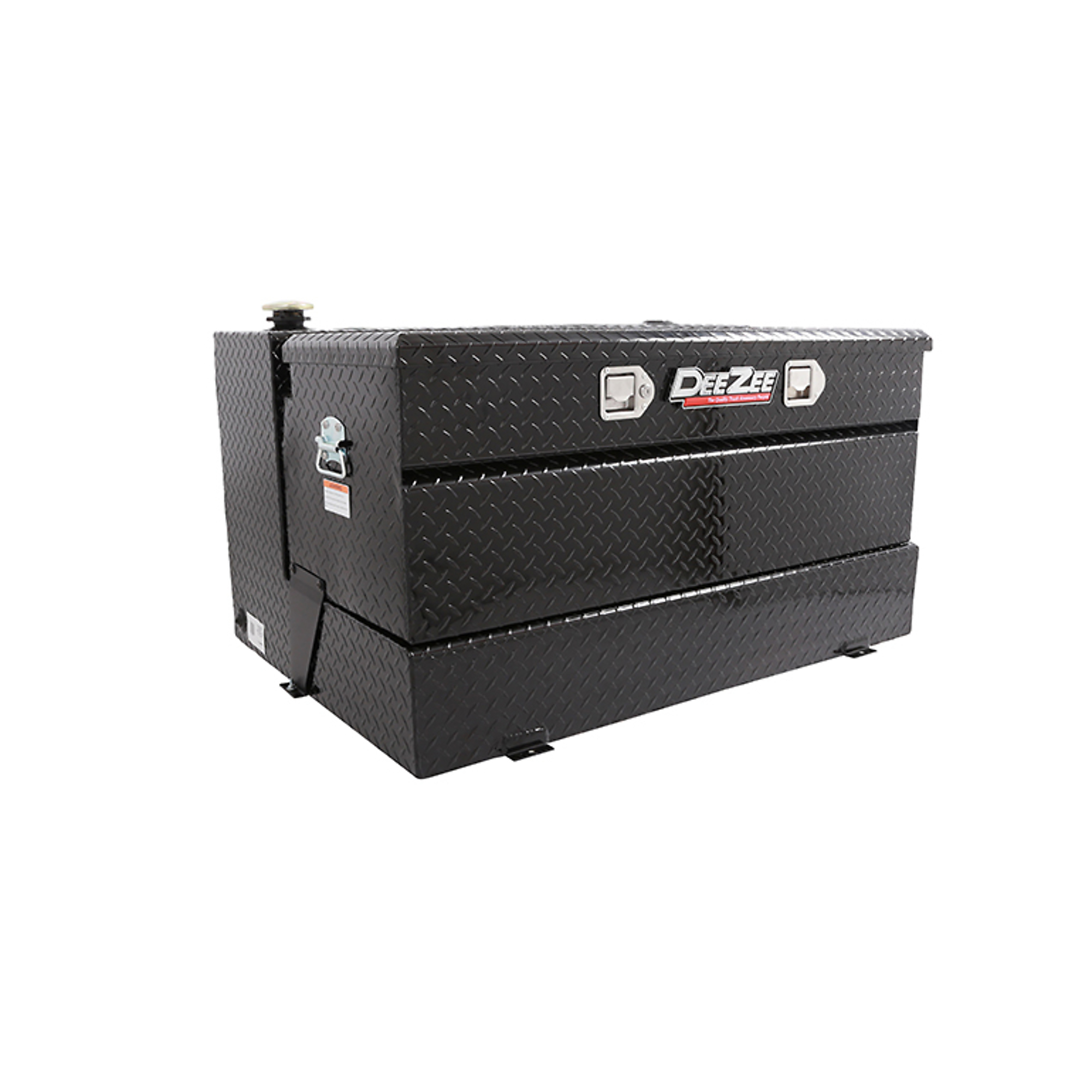 Dee Zee Low Profile Auxiliary Transfer Tank with Chest — 43-Gallon, Heavy Gauge Brite-Tread Aluminum, Black Powder Coat, Lockable Cap, Model# DZ92740XB